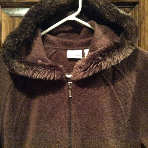 SOLD-Kim Rogers M Brown Full Zip Fleece Jacket - Picture 2 of 8